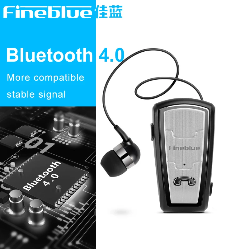 

Fineblue FQ208 Bluetooth Earphone Car Business Stereo Earphone with Retractable Cable Noise Canceling calling music meeting