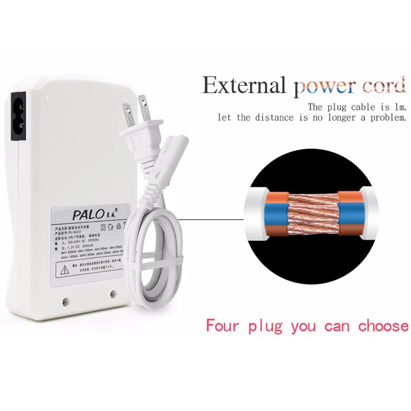 PALO Fast C907W 2000mA 4 Slots LCD Display Smart Intelligent Battery Charger for AA / AAA NiCd NiMh Rechargeable Batteries PALO Fast C907W 2000mA 4 Slots LCD Display Smart Intelligent Battery Charger for AA / AAA NiCd NiMh Rechargeable Batteries