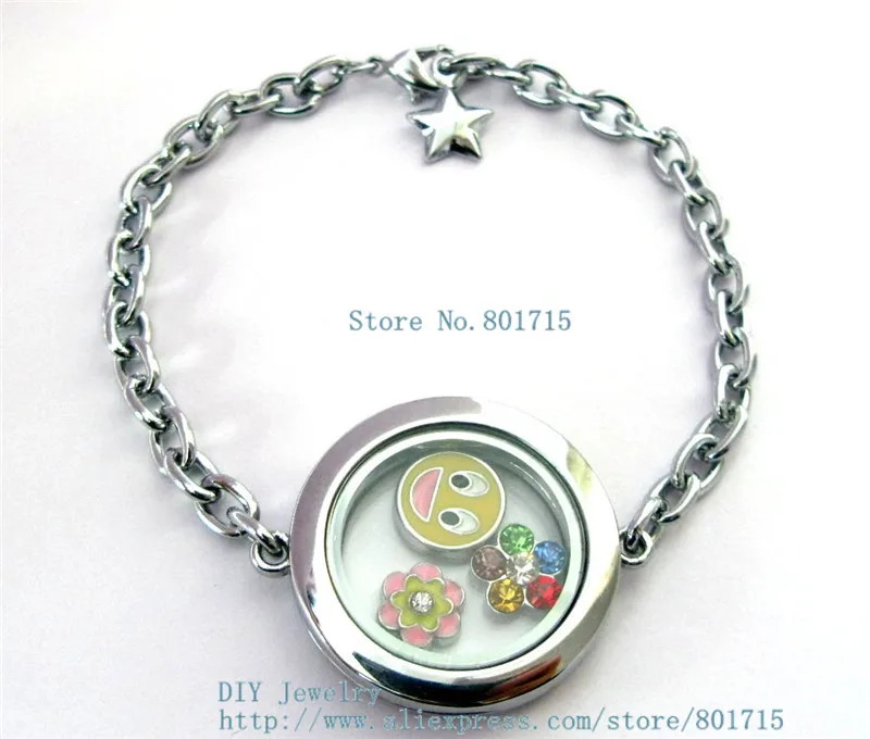 

as gift 1pcs solid round 30mm Living Floating Charm Memory Locket bracelet as gift without floating locket living charms