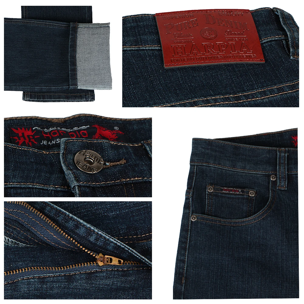 HARPIA New Men Jeans Pants Mens Casual Denim Trousers Male Classic Cowboy Long Pants Man Micro-elastic Dark Blue Straight Jeans