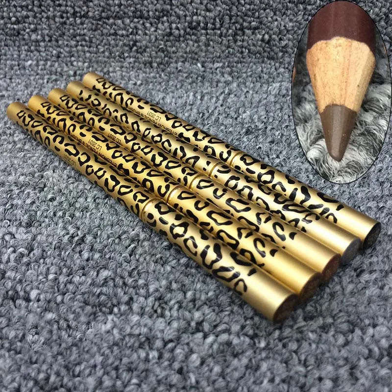 

Hot Two Sides Eyebrow Pencil With Brush Leopard Design Metal Casing SJ66