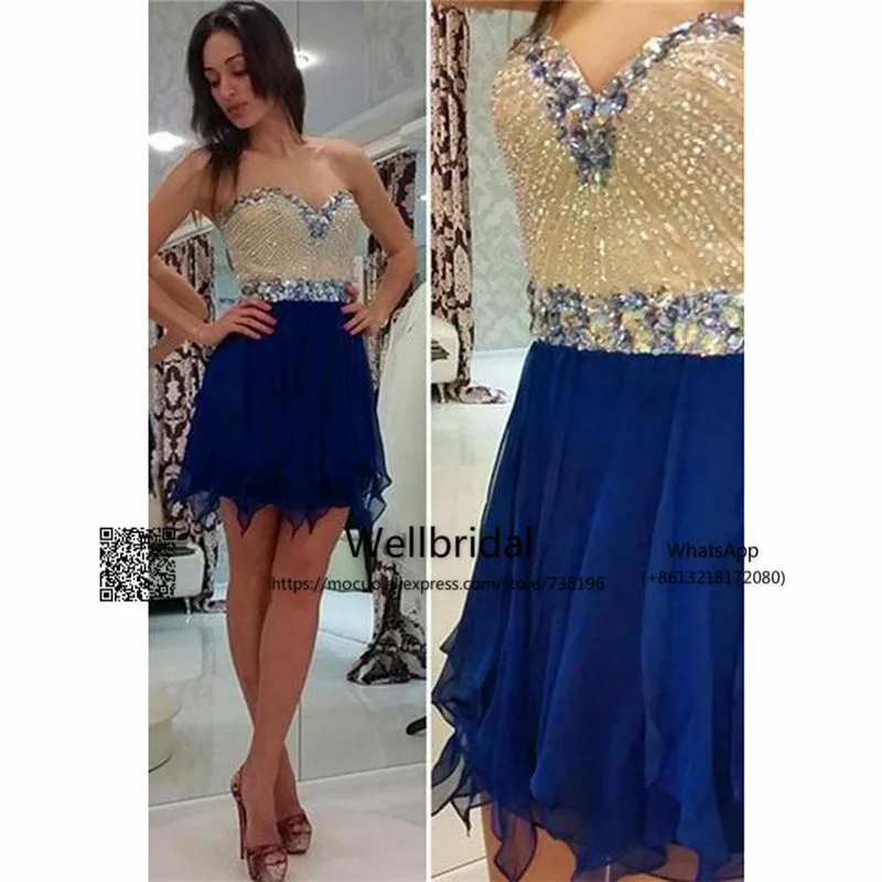 V-neck Chiffon Beading Mini Prom Dress Homecoming Dresses