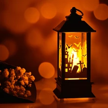 Портативный замок светодиодный Фонари для Хэллоуина висящий декоративный светильник пламени светильник Винтаж Фонари старину Медь Фонари