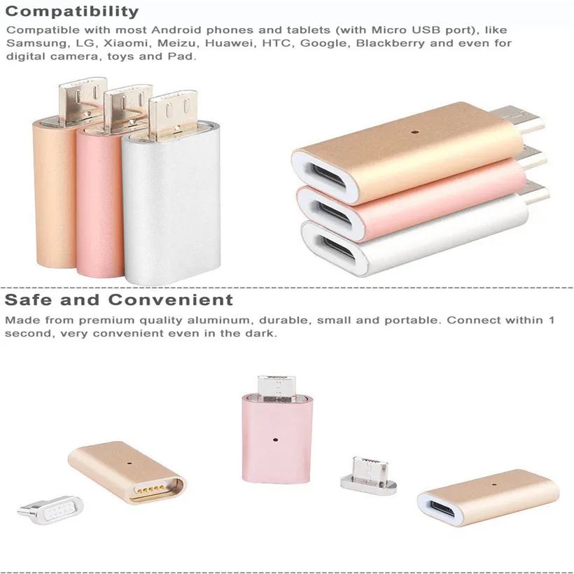 Магнитный адаптер Micro USB CARPRIE металлический штекер для зарядного устройства Android