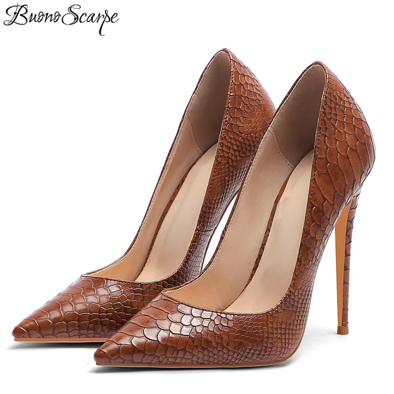 Buono Scarpe/женские туфли на высоком каблуке из змеиной кожи Женские День Валентина