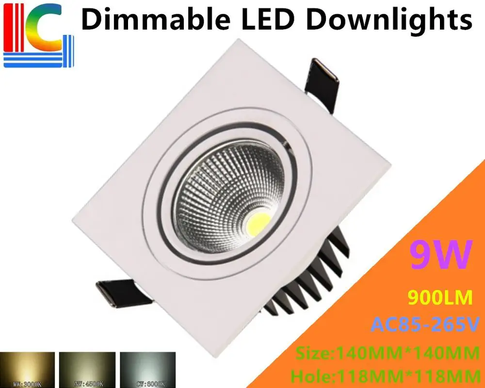 

Dimmable 9W Rectangular LED Downlights 85-265V Recessed Ceiling light CE RoHS Ultra bright Home Furnishing lighting Grille lamp