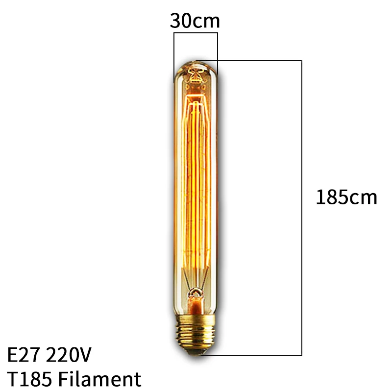 T185 Filament Ретро Винтаж Эдисон лампы E27 40 Вт 220 В ампулы Винтаж лампа Эдисона лампа накаливания Светильник лампы светодиодный подвесной светильник в стиле ретро Декор - Цвет: T185 Filament