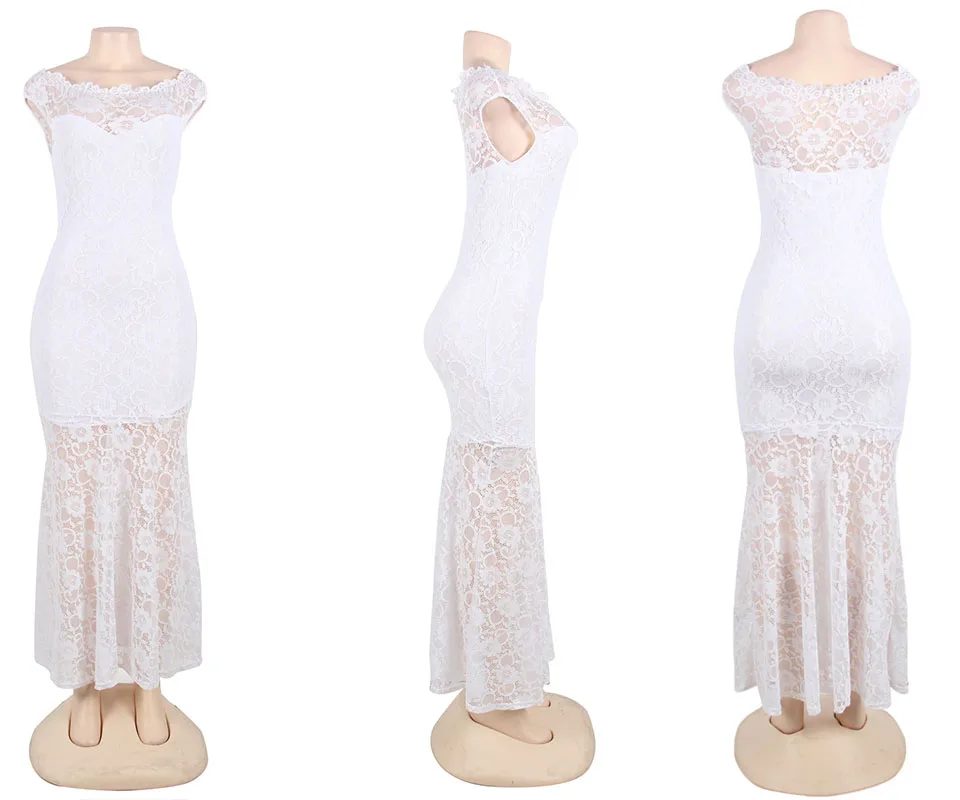 Plus Size White Lace Elegant Party Gown9