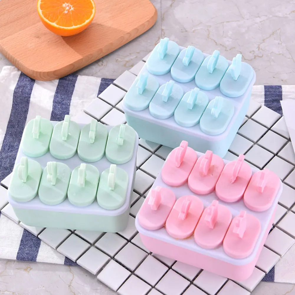 8 Ice Cream Popsicle Molds Cooking Tools Rectangle Shaped Reusable DIY Frozen Baking Moulds | Дом и сад