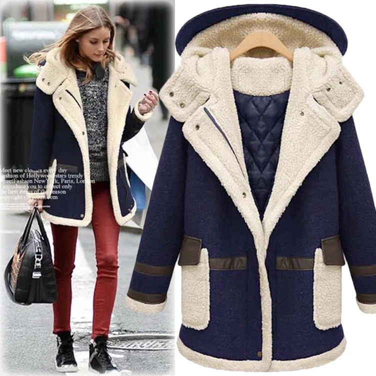 

Vogue Winter Basic Tops Women Thick Warm Female Long Outerwear Patchwork Hooded Parka Fashion Nice Plus Size Plush Fur Coats