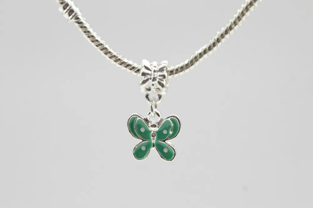 2015 new Green DIY Crystal Butterfly Charm Necklace Antique Silver Bracelets Rhinestone Jewelry Beads wholesale free shipping | Украшения и
