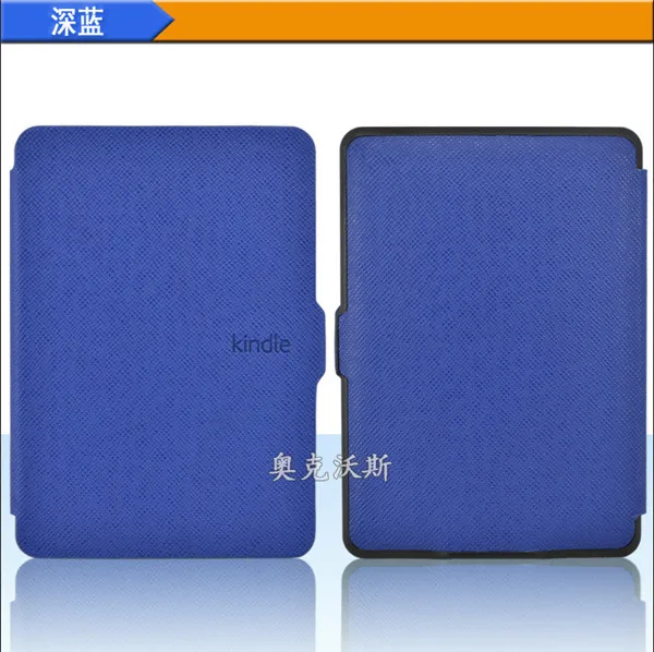 11 цветов ультра тонкий умный чехол дешевый защитный чехол из искусственной кожи для Amazon kindle paperwhite Wifi 3g с бесплатным подарком - Цвет: Dark blue