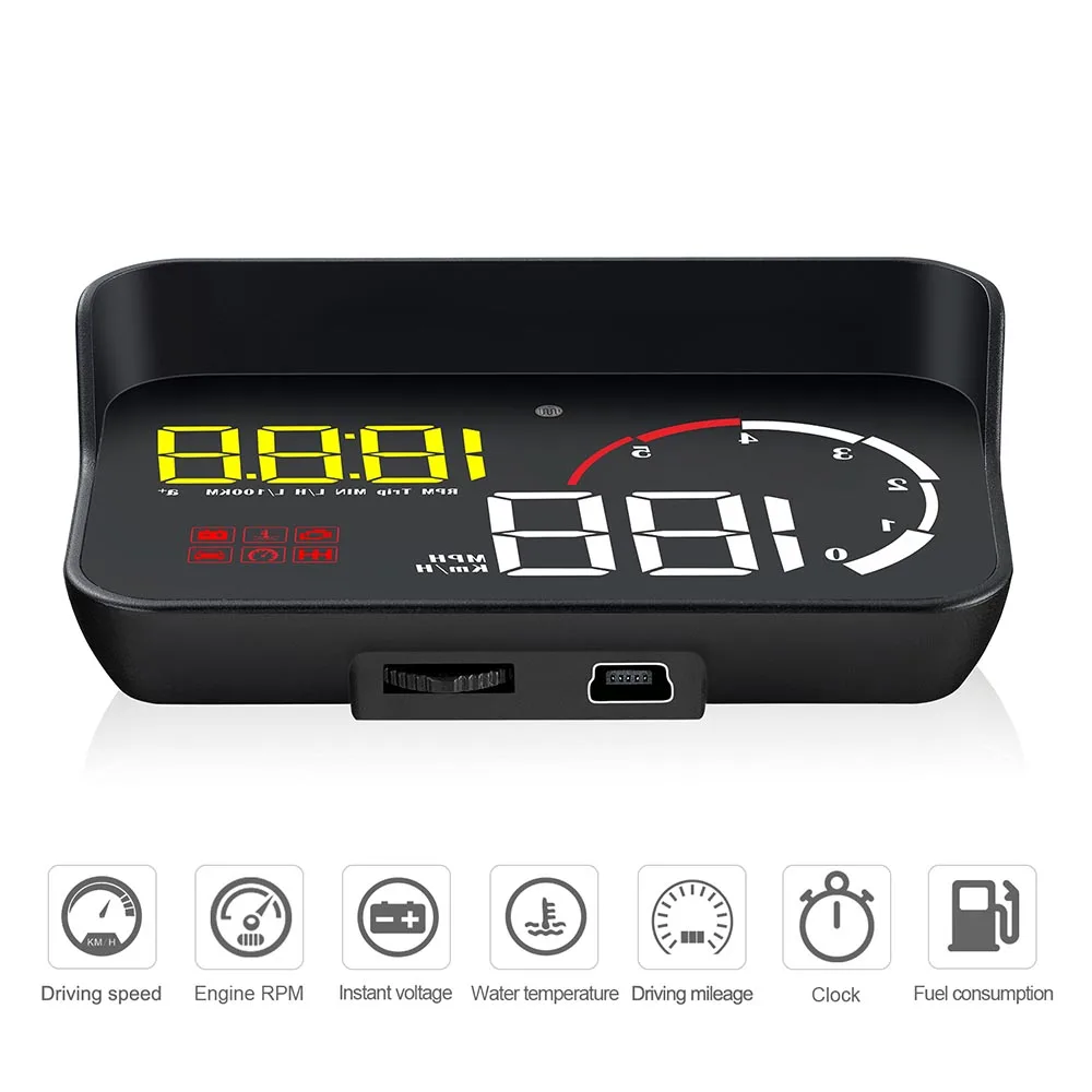 Автомобиль OBD2 HUD Дисплей Цифровой спидометр лобовое стекло проектор считыватель двигателя об/мин код ошибки температура воды 5