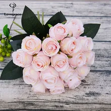 Buquê de flores brancas e artificiais de seda, 18 cabeças, para decoração, buquê de flores de casamento, buquê de rosas, buquê de casamento, lovegrace, diy