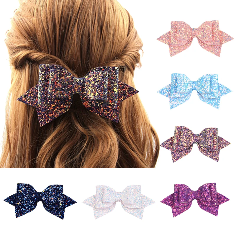 Uniqu New Glitter Sequins Bow Hair Clips Princess Boutique Hair