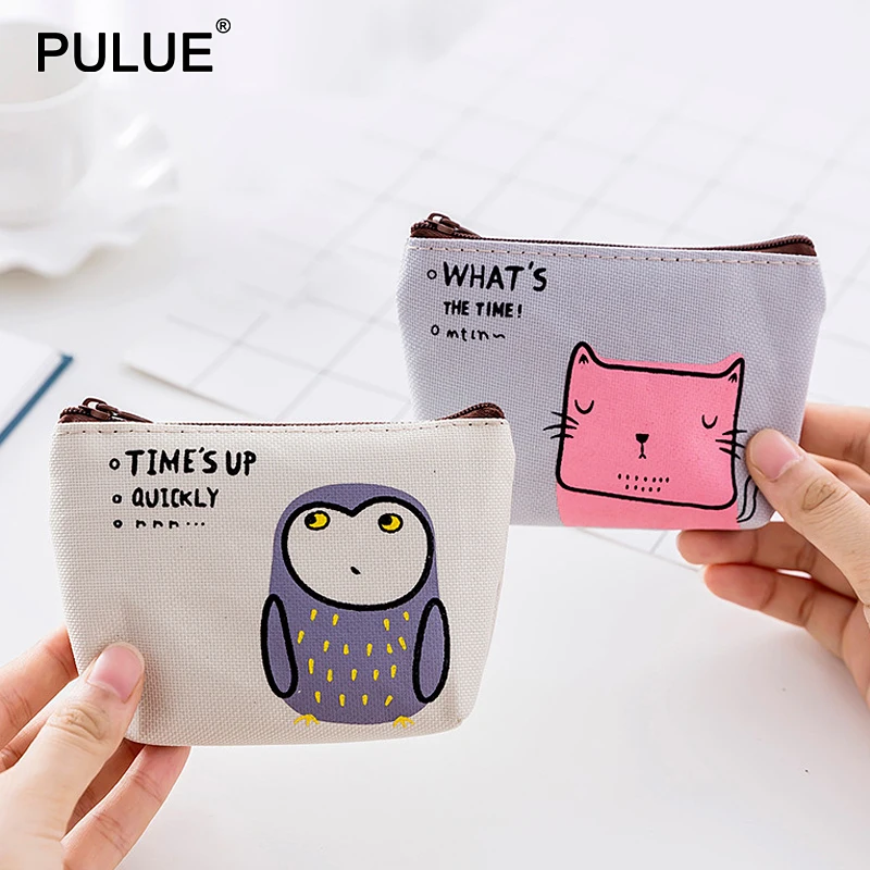 

New Cartoon Canvas Coin Purse Zipper Change Purse Small Mini Clutch Wallet Cute Credit Card Holder Key Money Bags For Kids Gifts