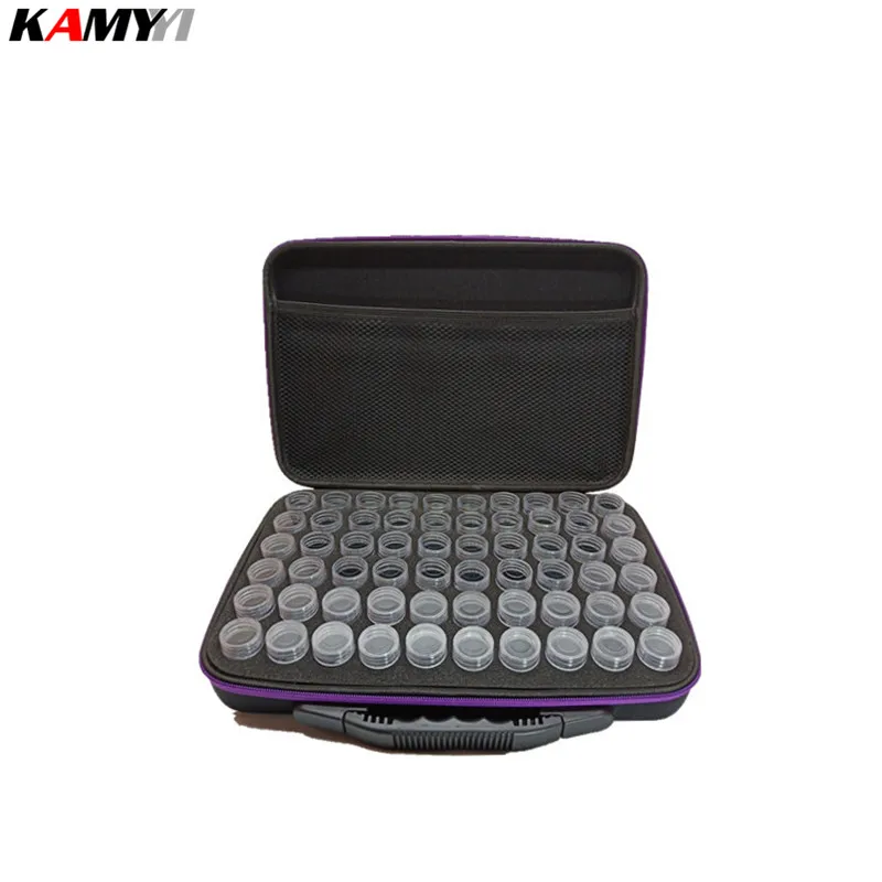

30/60 Bottles Diamond Painting Box Tool Container Storage Box Carry Case Holder Hand Bag Zipper Design Shockproof Durable HYY