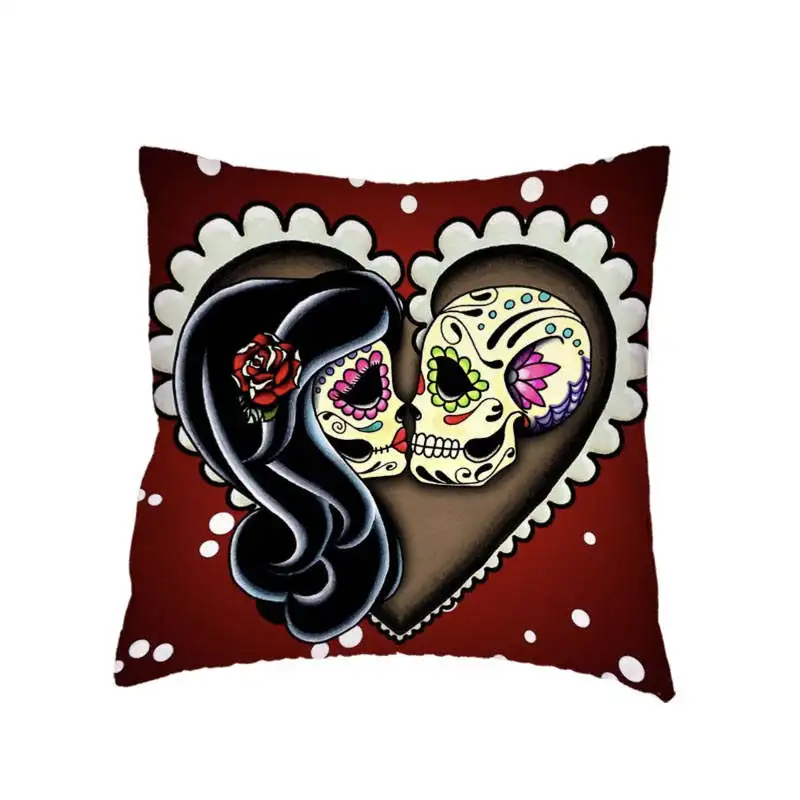 Креативный Чехол на подушку с изображением сахарного черепа для игры в игры, мексиканский стиль, домашний диван, украшение автомобиля, подарки, персиковая кожа, наволочки на подушку, 45*45 см - Цвет: 22