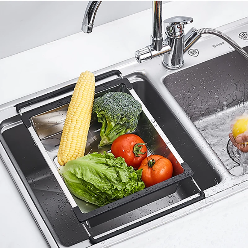 Stainless steel kitchen sink rack drain racks drying dishes plate storage shelves silver drainer basket tableware organizer