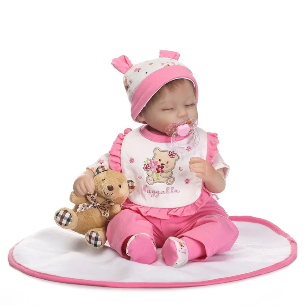 

16 Inch silicone reborn babies full body Doll Pink Alive Lovely Newborn Baby Girl Doll Playmate boneca Reborn Gift Toys For Girl