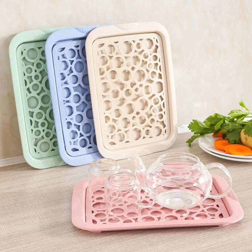 

Multifunction Kitchen Drain Tray Hollow Fruit Vegetable Dish Tray Draining Plate Storage Rack Shelving Rack Drain Board