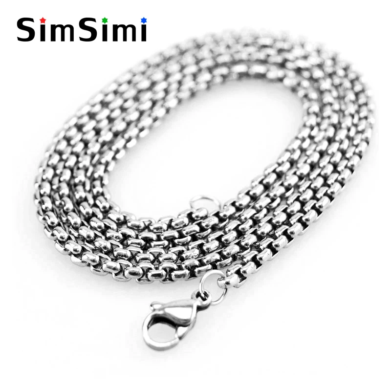 

DIY necklace 3/4/5mm 15.7-39.3" box square rolo link Chain steel necklace for men boy Stainless Steel High Quality single chain