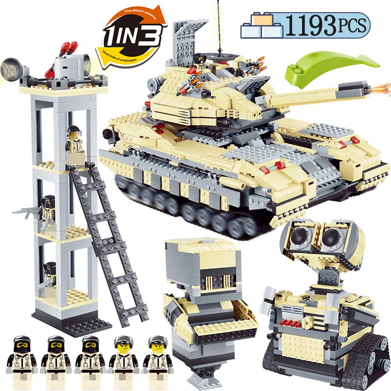 

1193pcs Military T90 Main Battle Tank Building Blocks Compatible Legoing City Police WW2 Wall Anti Terrorism Robot Bricks Kids