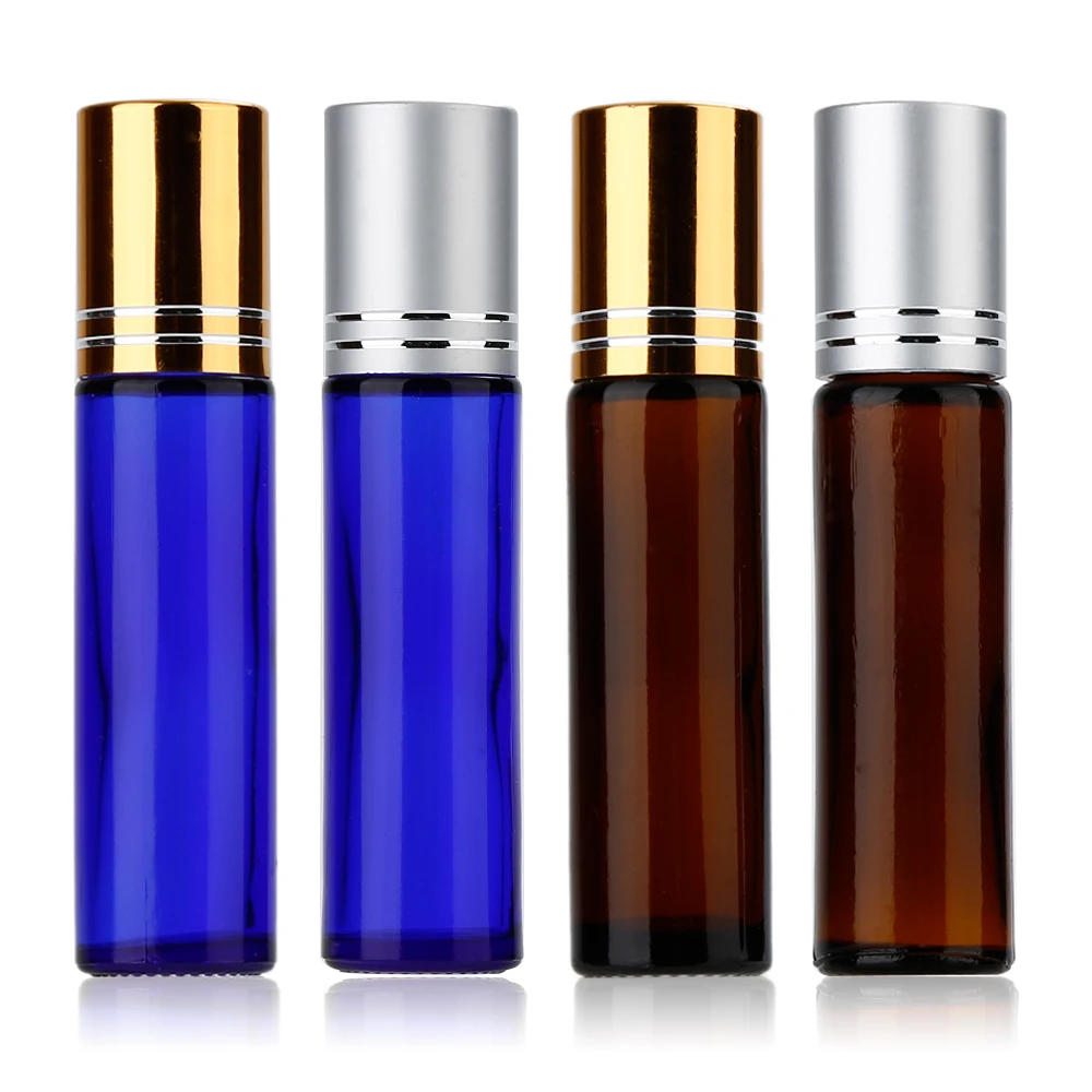 10 ml المحمولة البسيطة لفة على الزجاج إعادة الملء عطر زجاجة علب فارغة ل السائل زيت طبيعي العطر السفر زجاجة