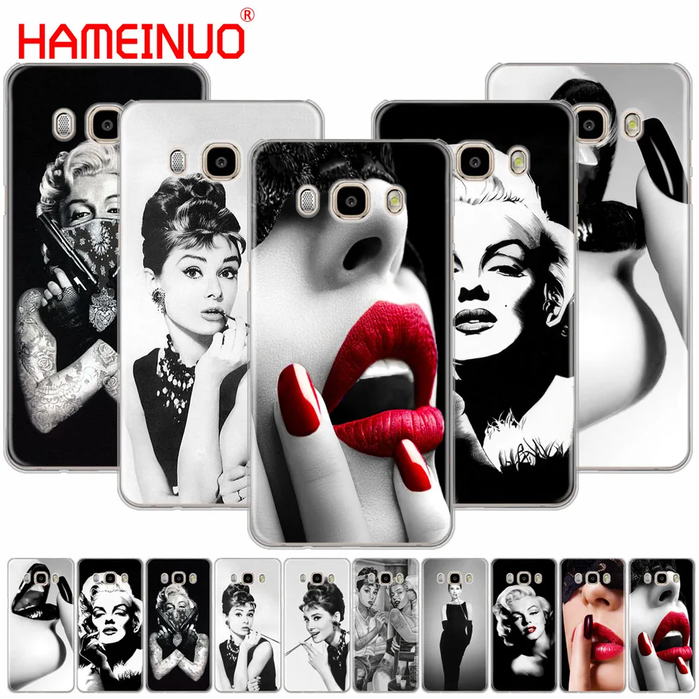 

HAMEINUO Audrey Hepburn Tattooed Marilyn Monroe cover phone case for Samsung Galaxy J1 J2 J3 J5 J7 MINI ACE 2016 2015 prime