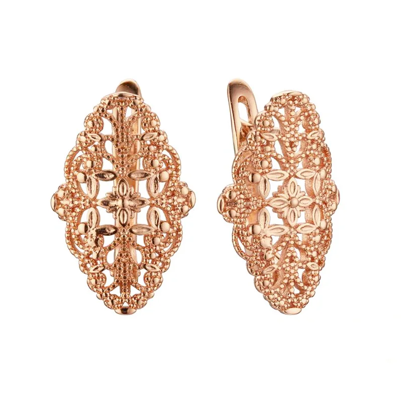

FJ Women 585 Rose Gold Color Knit Shaped Drop Earrings