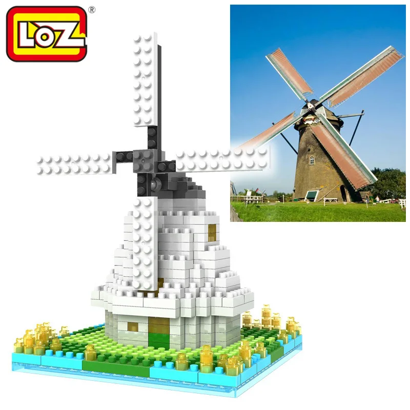 

LOZ Diamond Blocks World Famous Architecture Dutch Netherlands Windmills Mini 3D Building Blocks DIY Assembly Bricks Toys 9363