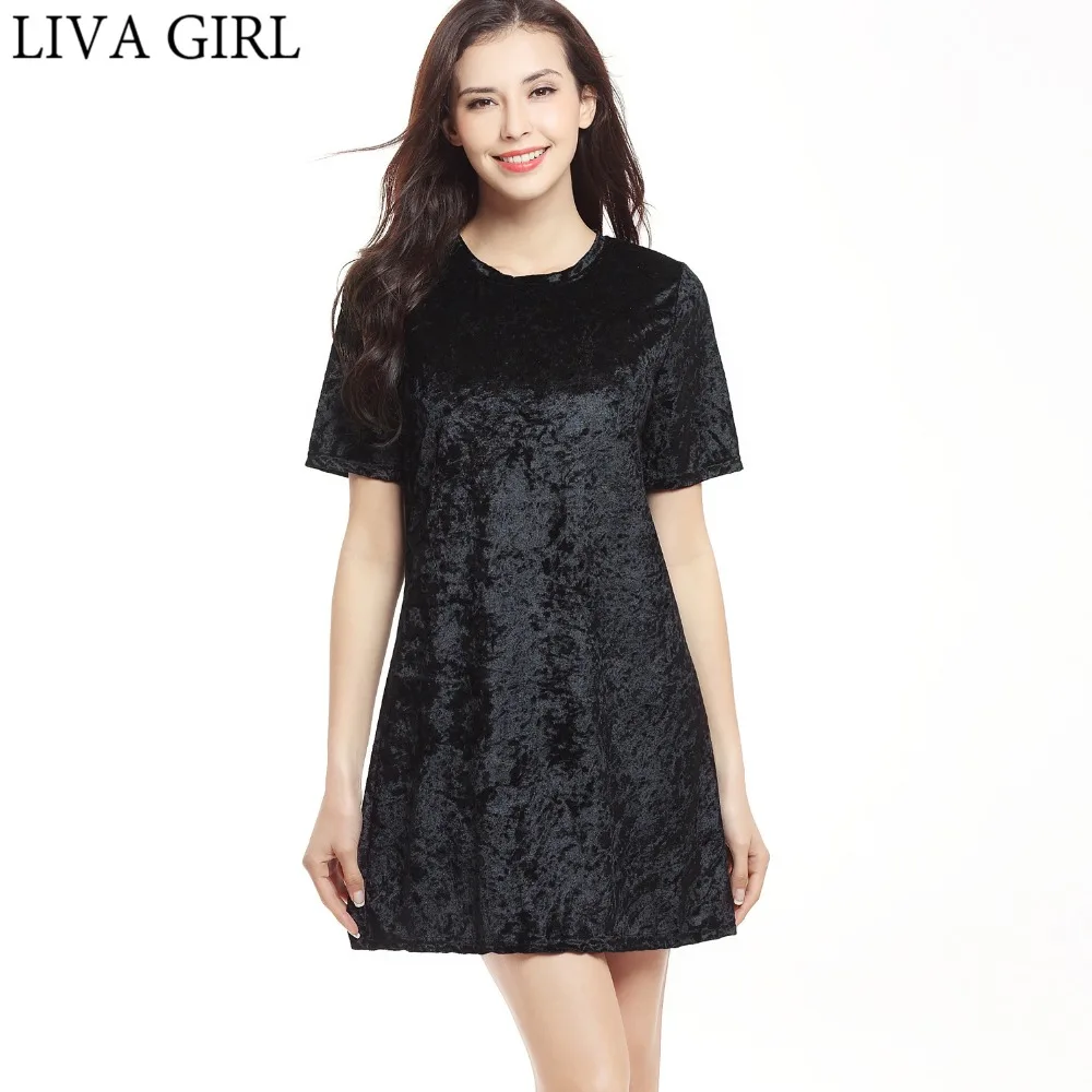 

LIVAGIRL Spring Newly Style Women Lace Velvet Dress Halter O-Neck Short Sleeve Lace Dress Sexy Casual Mini Velour Dress Vestidos