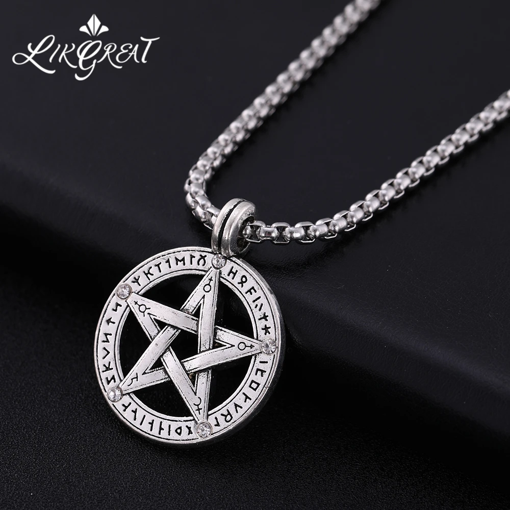 LIKGREAT Медальон с пентаклем пентаграммой кулон Wicca Цепочки и ожерелья Для мужчин
