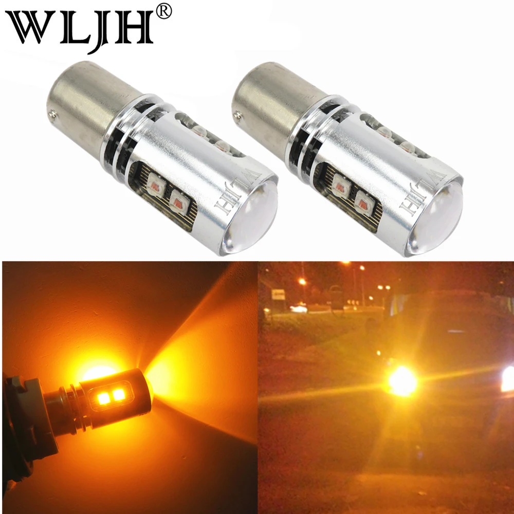 WLJH 2x Canbus Янтарный Желтый светодиодный светильник без ошибок BAU15S 7507 PY21W 1156PY лампа