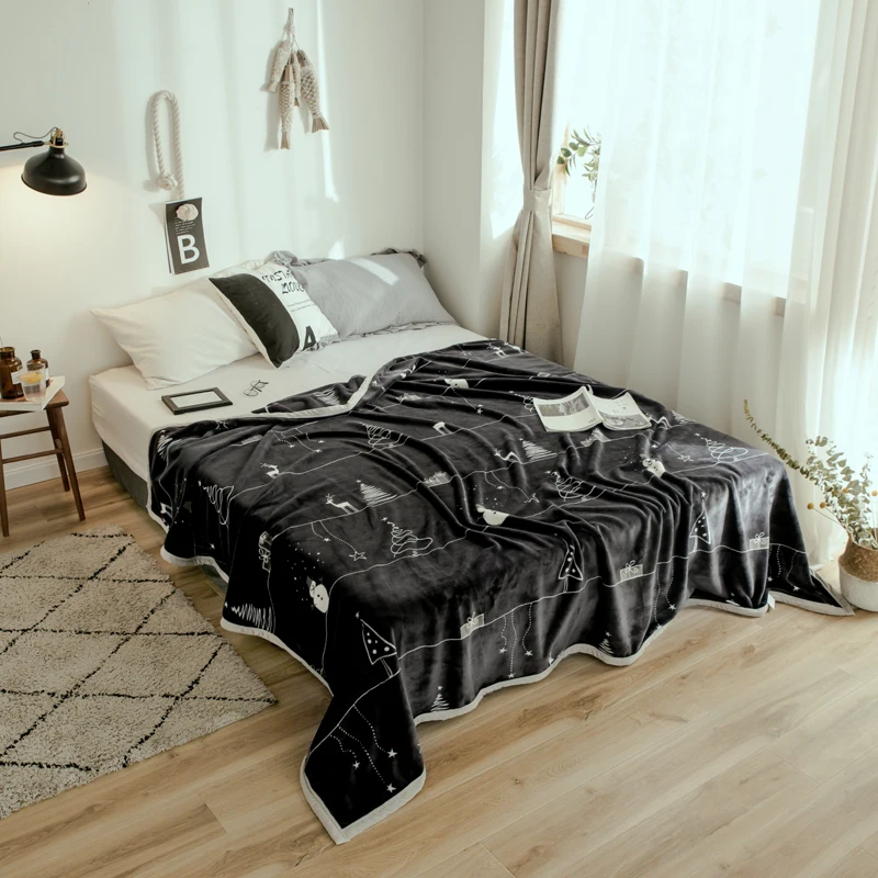 

Christmas High quality Thicken plush bedspread blanket 200x230cm High Density Super Soft Flannel Blanket for the sofa/Bed/Car