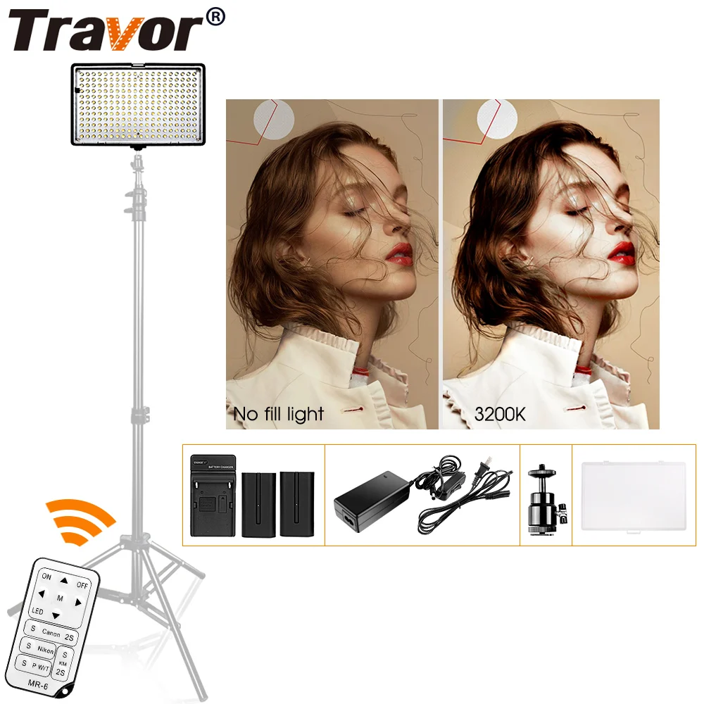 

Travor 240PCS LED Video Light Dimmable 5600K Studio Smooth Light Standing Lamps Lighting For Canon Nikon Sony DV Camcorder