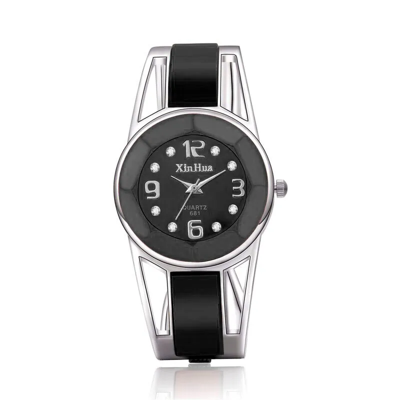 Женские часы XINHUA, кварцевые часы из нержавеющей стали, модный браслет, элегантные, горячая Распродажа, крупные наручные часы, синий, белый, розовый, черный цвета, relojes