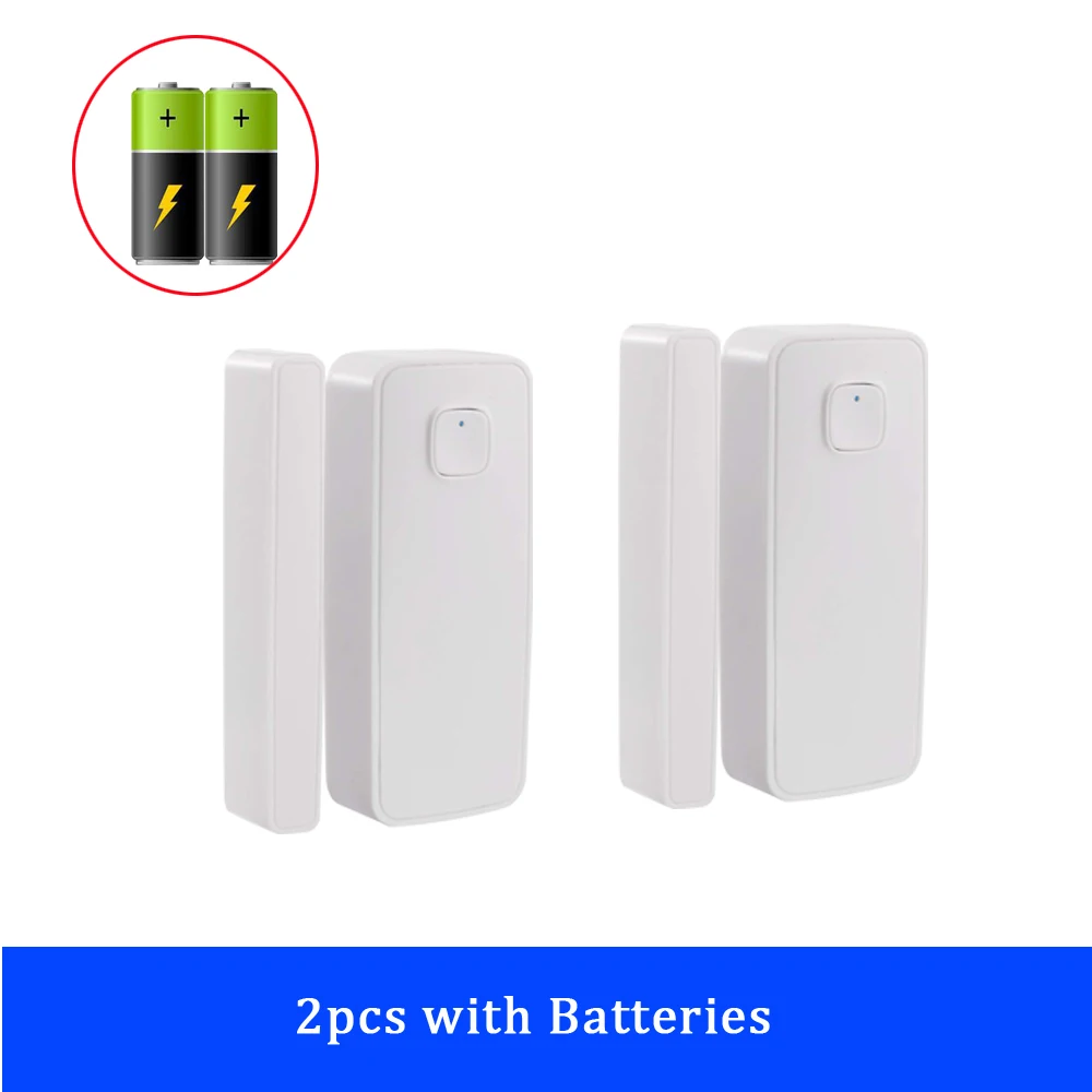 2pcs with Battery CTVMAN WiFi датчик для двери Alarmas охранная/оконная/дверная сигнализация магнитный переключатель беспроводной датчик открытия двери защита дверей - Цвет: 2pcs with Battery