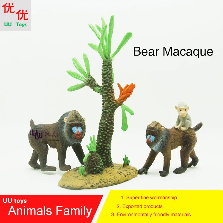 

Hot toys: Bear Macaque family pack Simulation model Animals kids toys children educational props Action Figures Collections