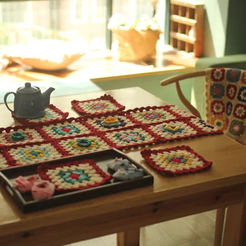 

200*30cm 100%Arcylic Crochet blanket Granny Hand hooked fashion square table flat mix colours