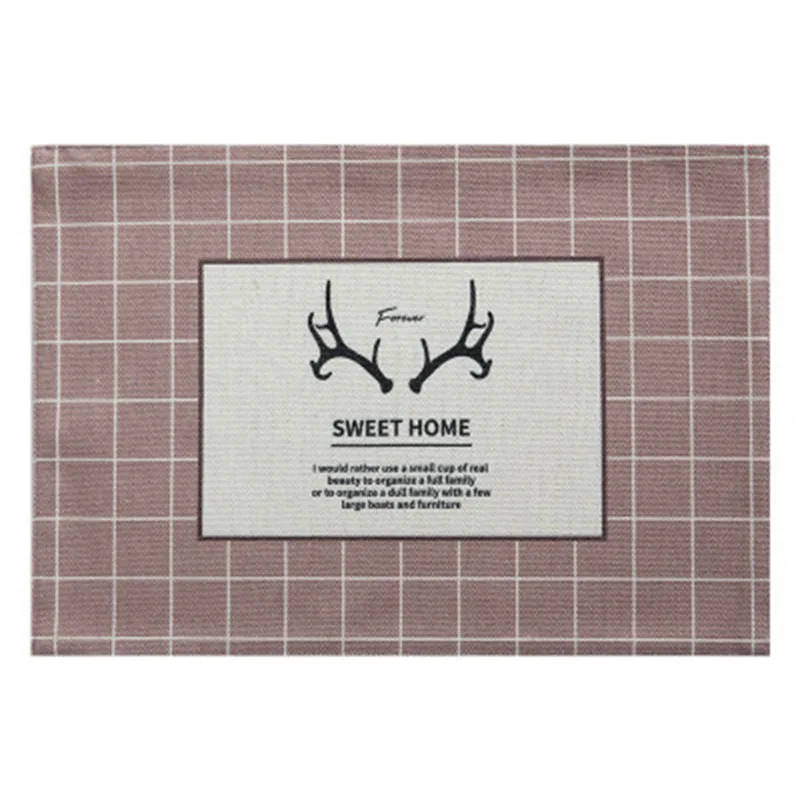 

Watercolor Deer Cloth Placemat Insulation Pad Cotton Linen Table Cloth Rectangular Western Placemat Coaster Double Layer b