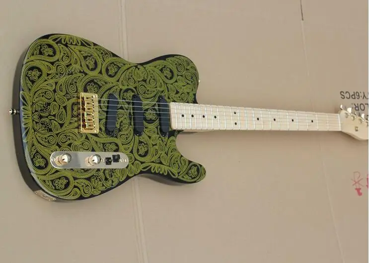 

new Personality print Electric Guitar with Blue Flame Pattern,3S Pickups,Maple Fingerboard,Golden Hardwares,offer customized
