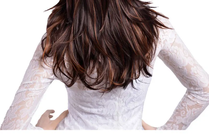 MSI Wigs длинные прямые волосы синтетические парики коричневый с желтыми бликами Омбре парик для женщин высокая температура волокна
