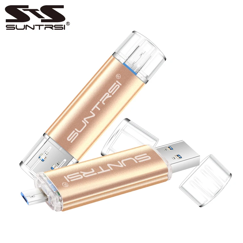 

Suntrsi Metal USB Flash Drive Customized logo USB 3.0 OTG Pen drive 64gb 16gb 32gb USB Stick 8gb Pendrive For PC/Android Phone