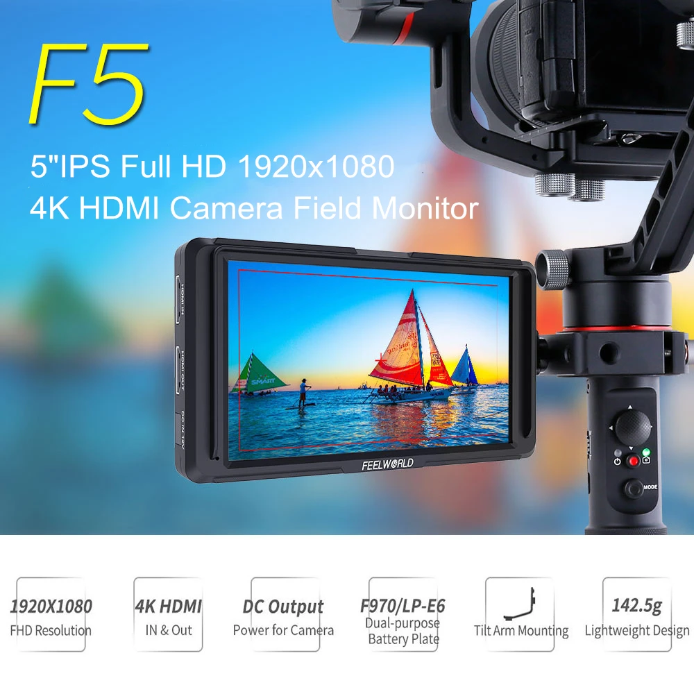 Feelworld F5 5 Inch IPS DSLR 4K HDMI Camera Monitor Small HD Video