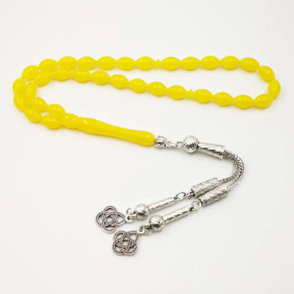 Ambers цвет Tasbih 33 бусины Желтая Смола мусульманская Розария подарок Рамадан ислам