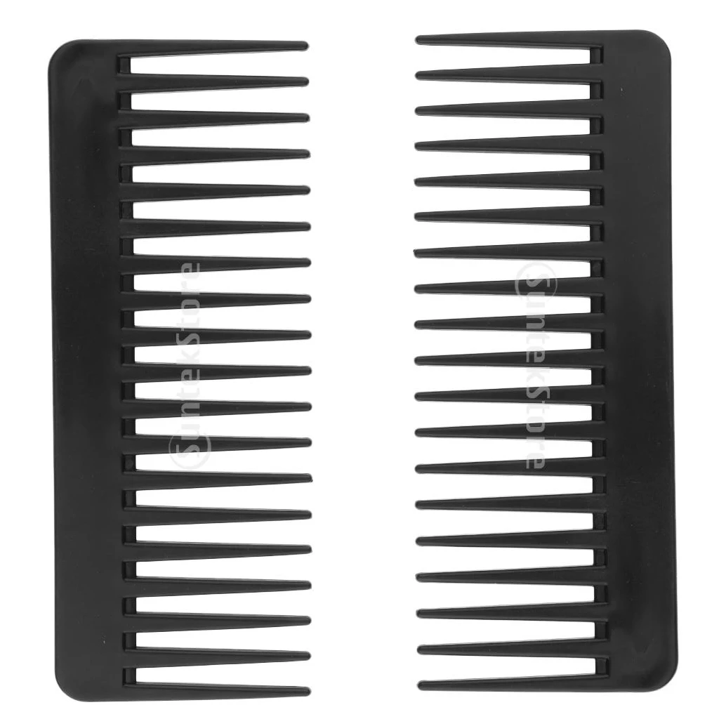 2pcs Black Large Tooth Detangling Comb, Wide Teeth Hair Combs for Salon Barber Shampoo Detangler for Thick Long Curly Wavy Hair 