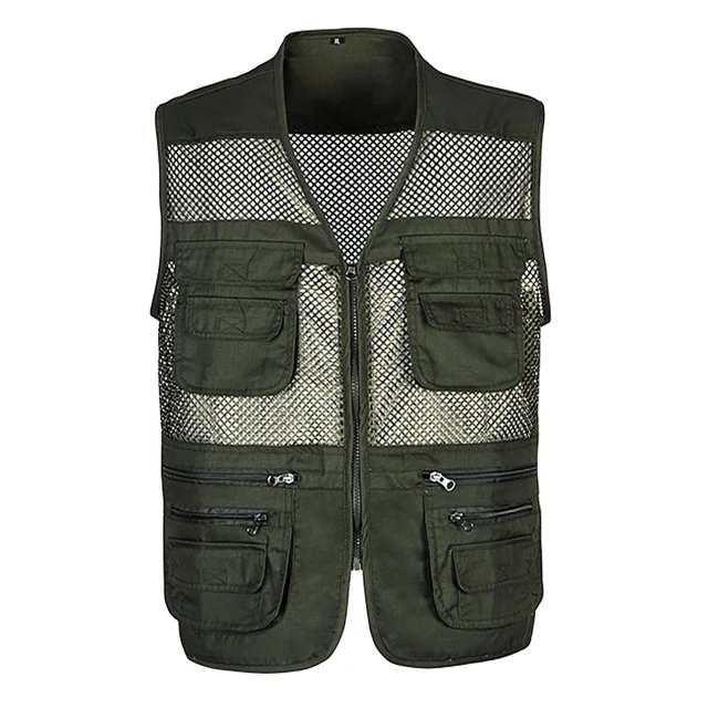 Summer Outdoors Mesh Multi Pockets Vest Men Thin Breathable Classic