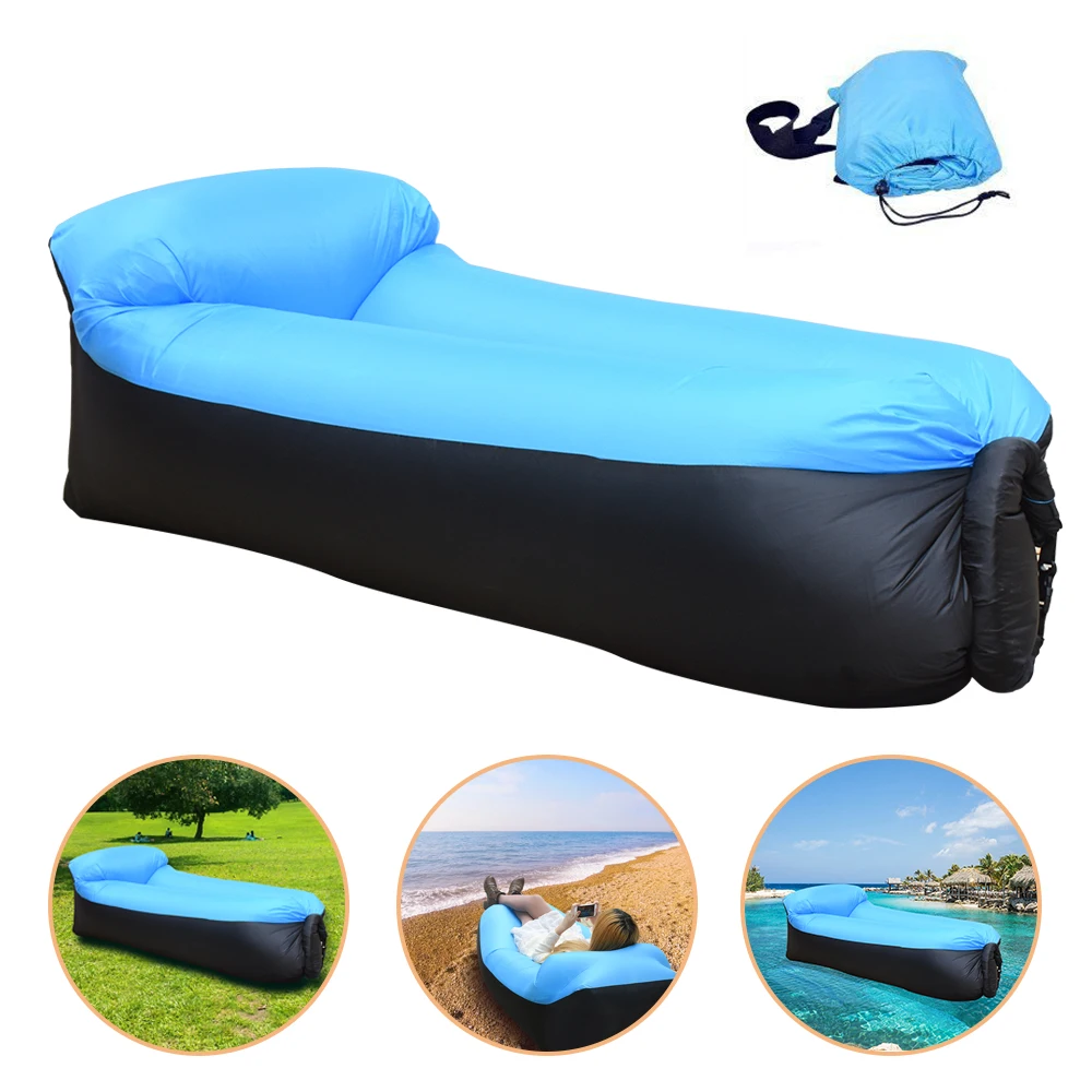 Opblaasbare stoel Opblaasstoel Air Chaise Lounge opblaasbare lounge met poef voor kamperen Gaming Lunchpauze Tuinfeest Geniet van zonnebaden (coffee