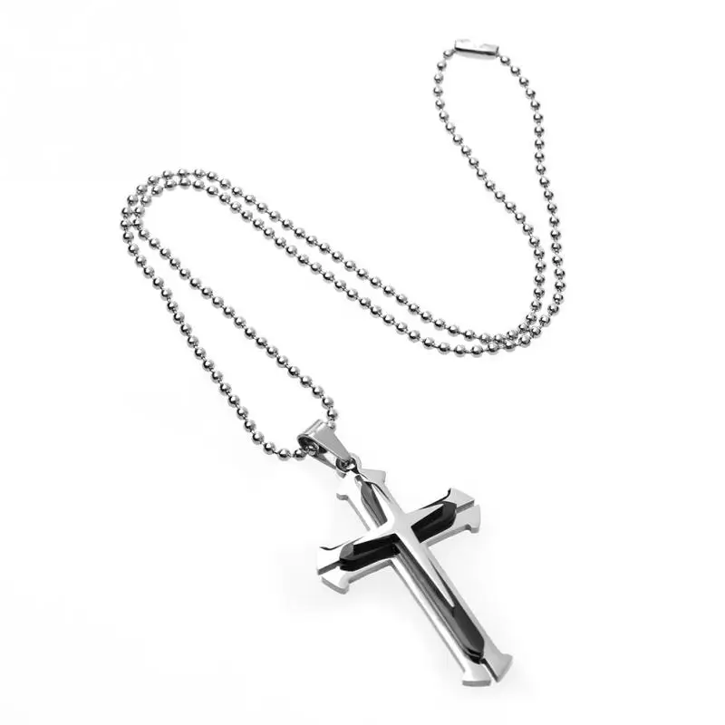 New Men Women Silver Cross Necklace 